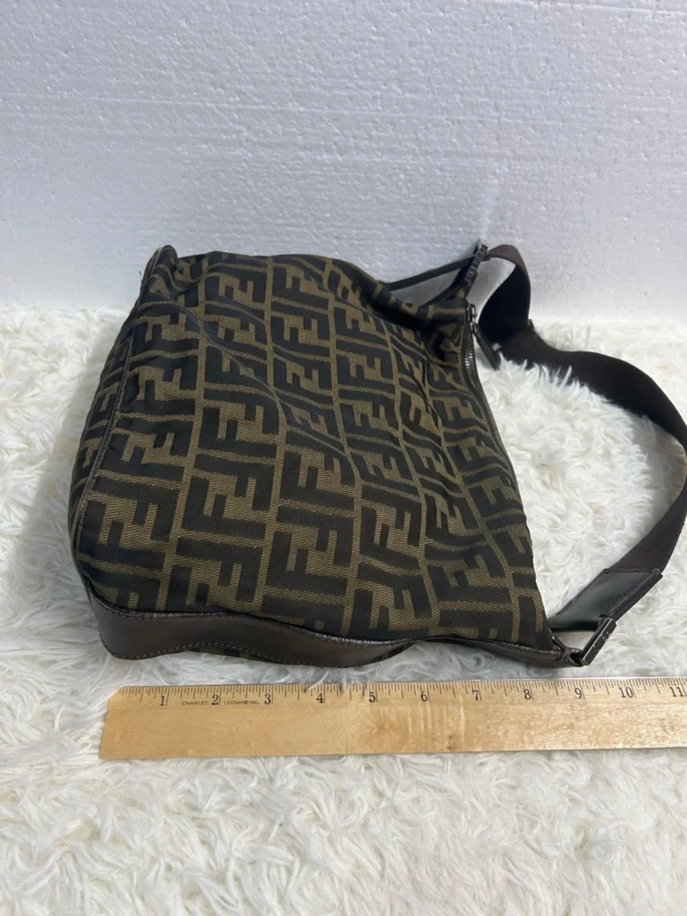 Fendi Brown FF Logo Messenger Bag - Picture 4 of 14